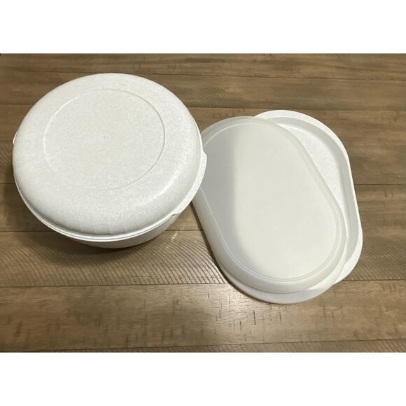 Tupperware Fireworks Speckled Salad Punch Bowl Oval Serving Tray Set - Picture 2 of 4